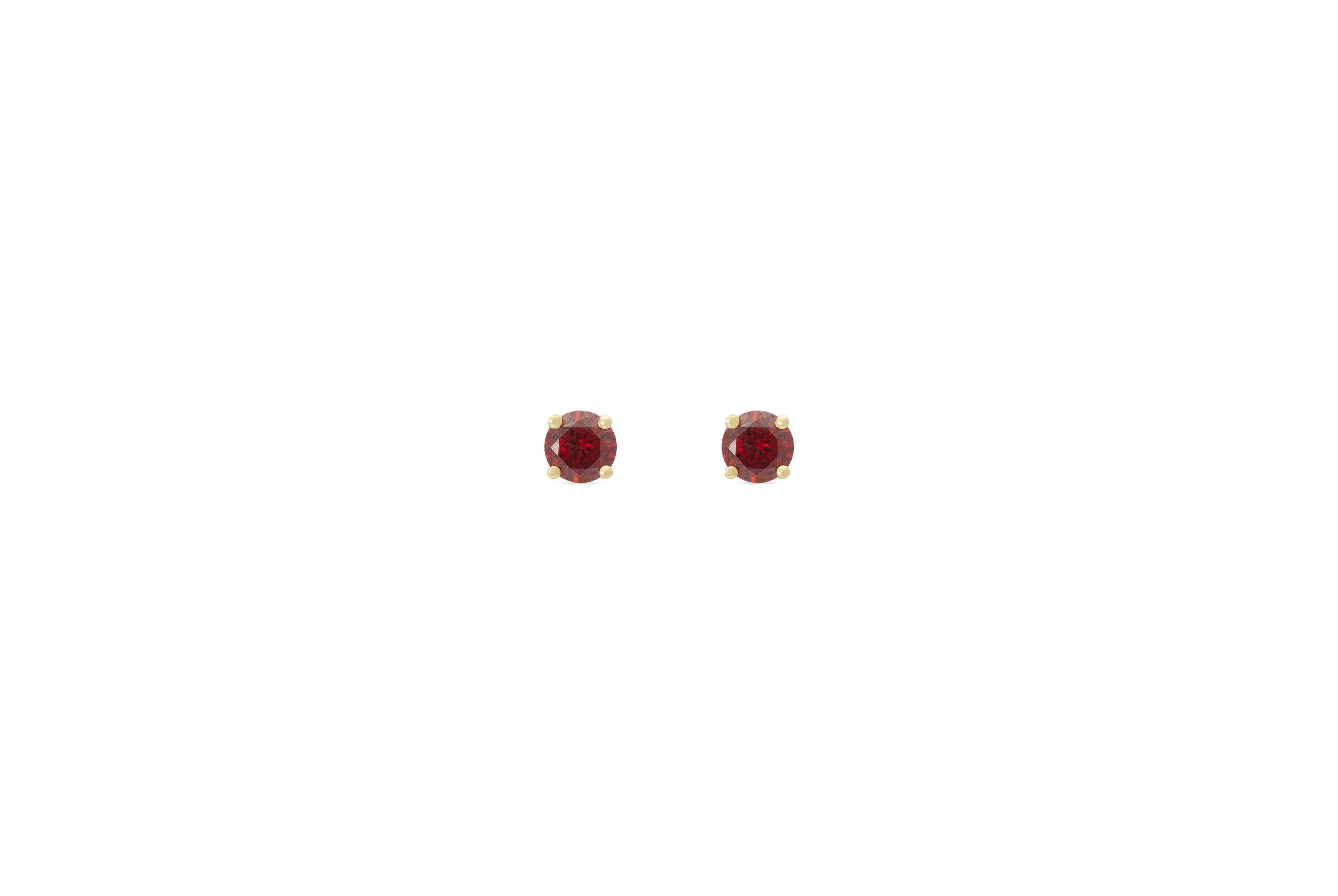 Four Prong Garnet Stud Earrings, January Birthstone Gifts, Starling Silver Garnet Solitaire Earring, Everyday Earrings